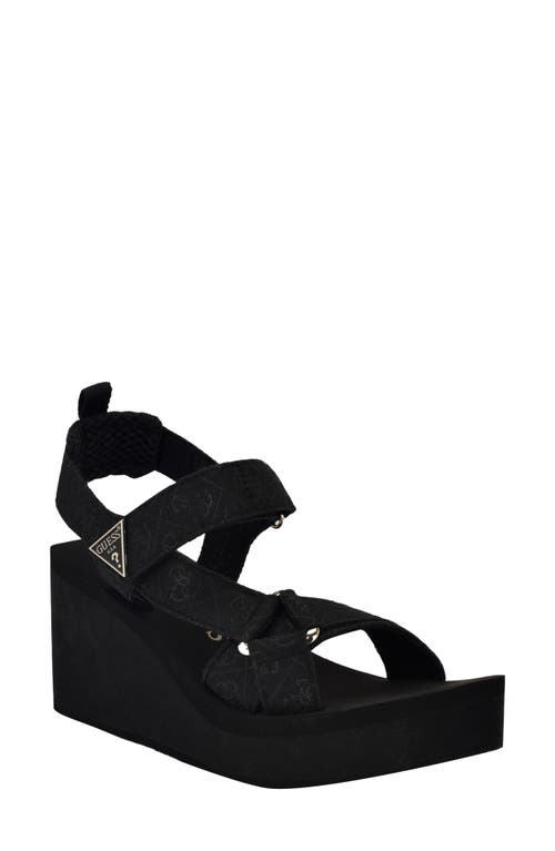 Guess Daysa Slingback Platform Wedge Sandal In Black