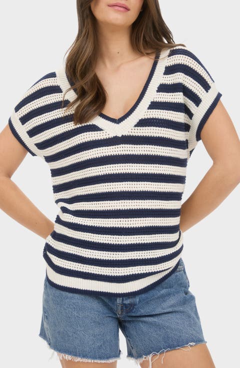 Open Stitch Short Sleeve Sweater