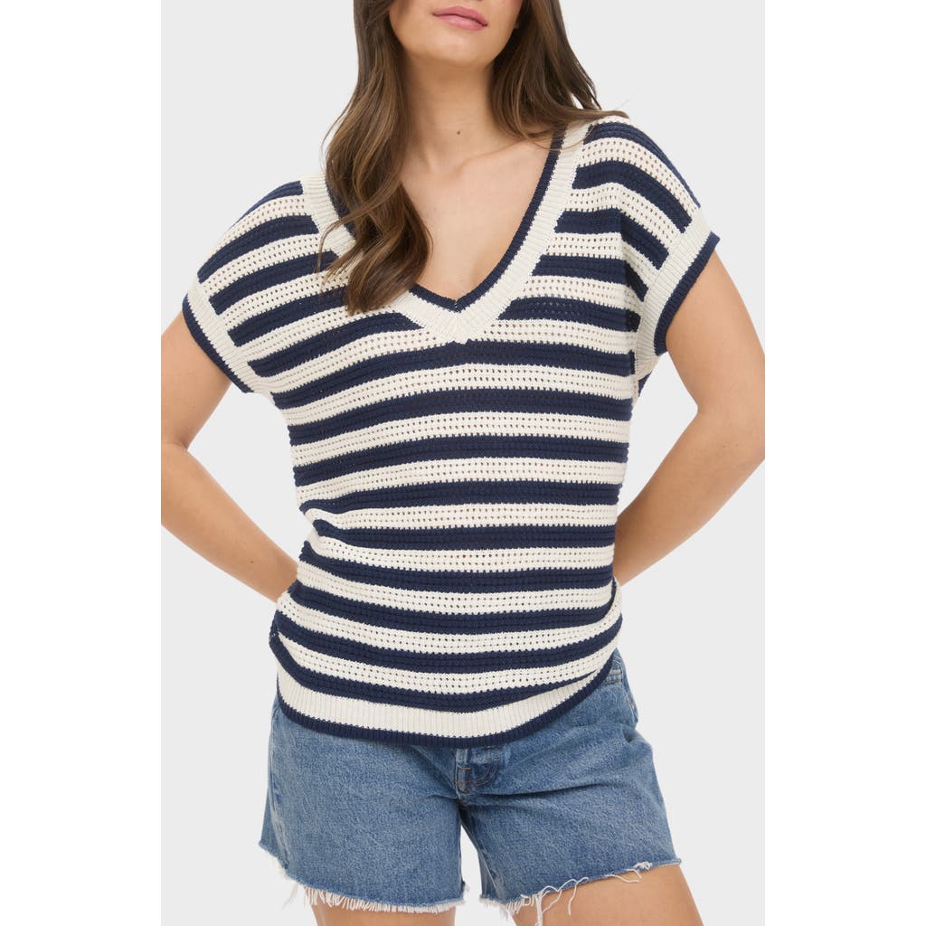 BLU PEPPER BLU PEPPER OPEN STITCH SHORT SLEEVE SWEATER