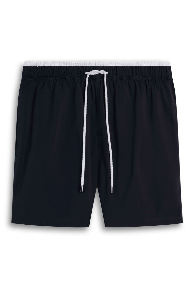 Bugatchi Quinn Colorblock Swim Trunks, Alternate, color, Black
