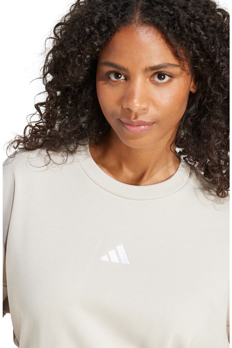 3-Stripes French Terry Sweatshirt, Alternate, color, WONDER ALUMINA/ WHITE