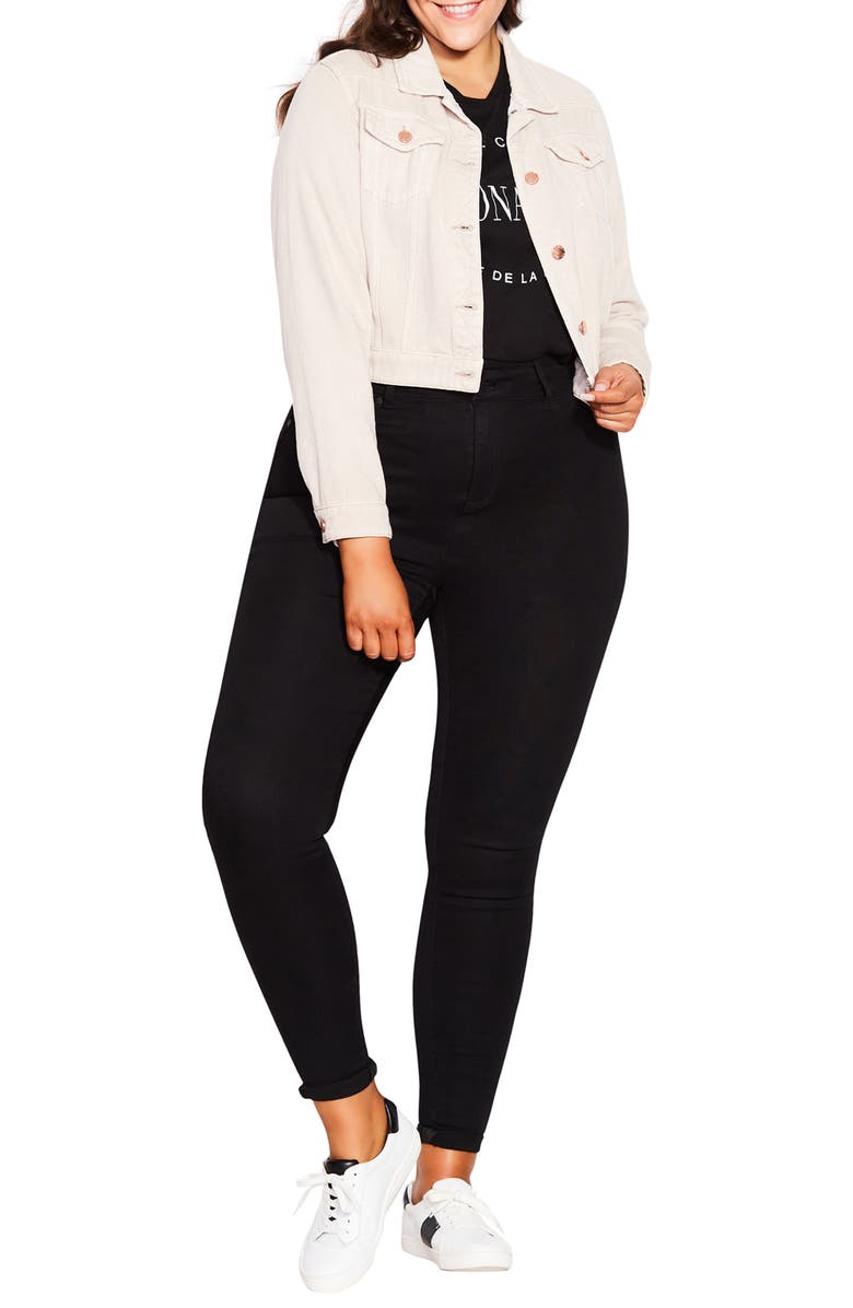 City Chic Crop Denim Jacket, Alternate, color, 