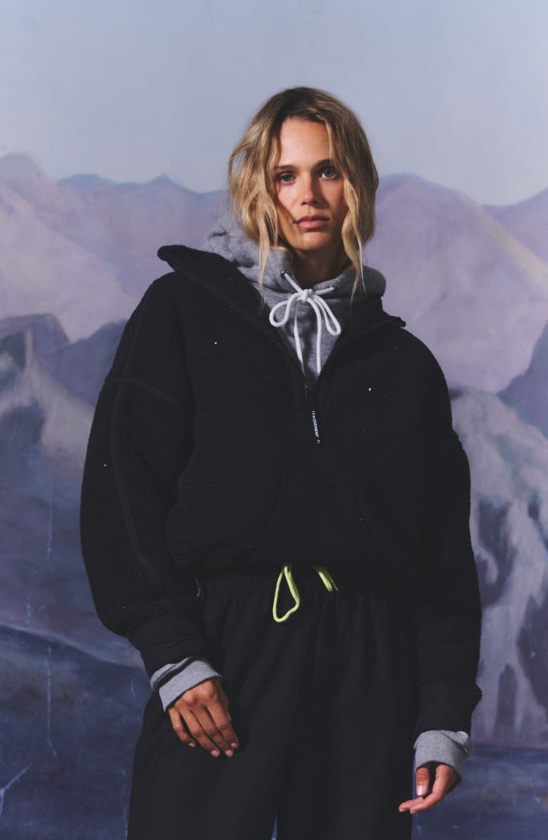 Free People FP Movement Mountain High Fleece Half Zip Pullover, Alternate, color, Black/ Black Combo