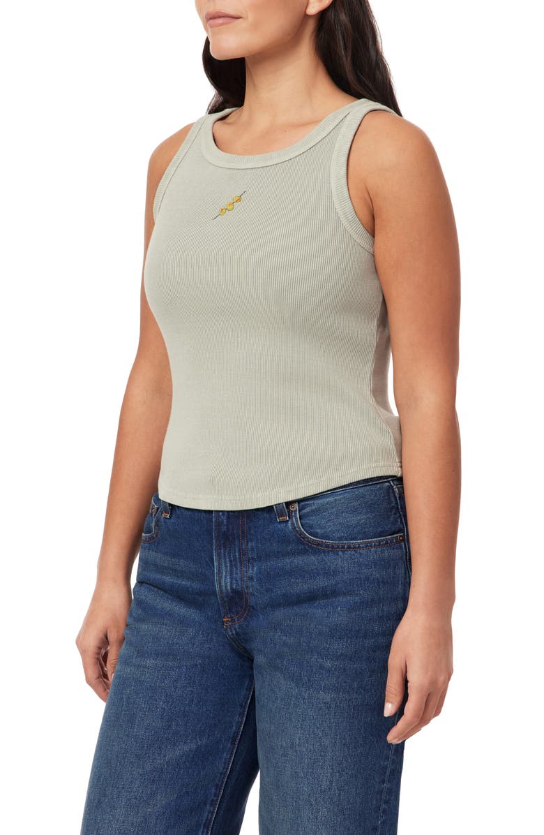 C & C California Embroidered Ribbed Tank, Alternate, color, Beligian Block- Olives