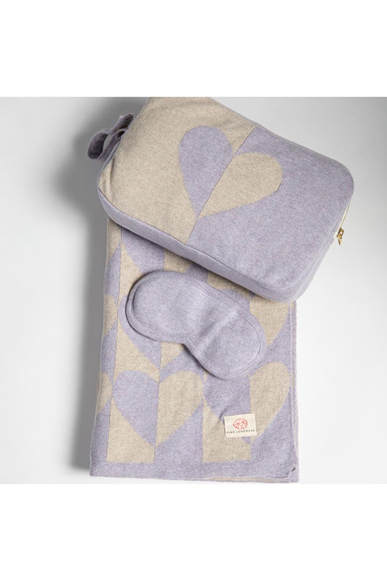 Amore Organic Cotton Travel Blanket and Eye Mask Set, Main, color, Lavender