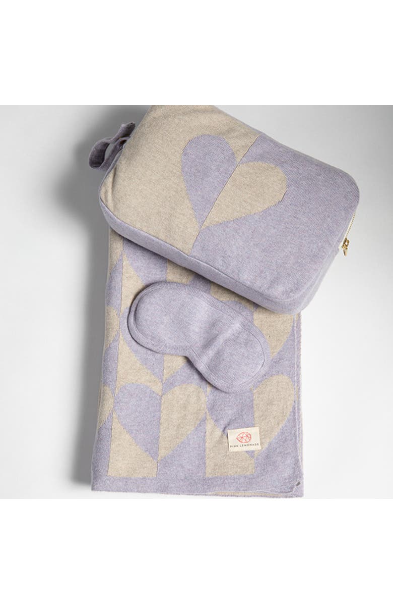 Pink Lemonade Amore Organic Cotton Travel Blanket and Eye Mask Set, Main, color, Lavender