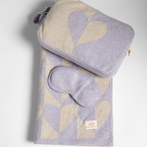 Amore Organic Cotton Travel Blanket and Eye Mask Set