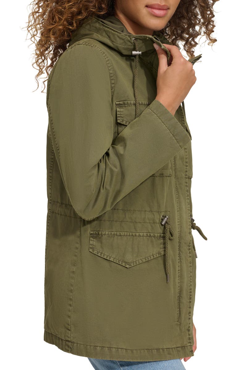 Military Four-Pocket Zip Hooded Jacket