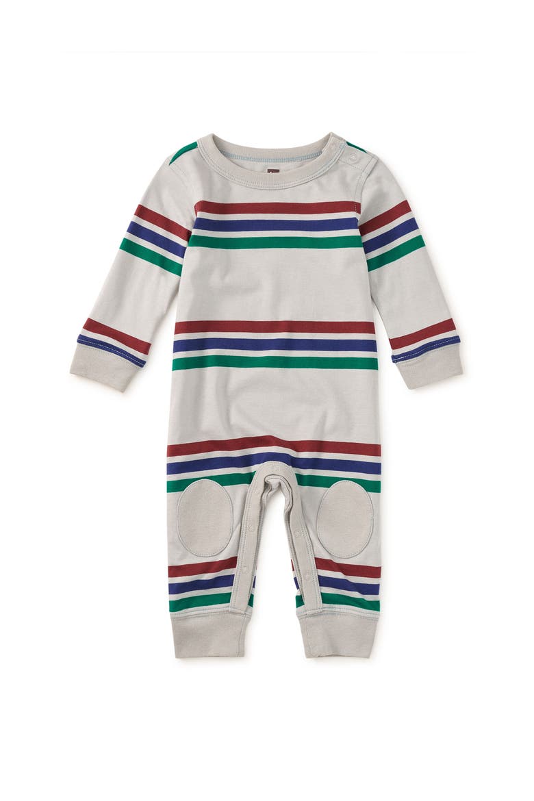 Stripe Knee Patch Baby Romper, Main, color, Mica