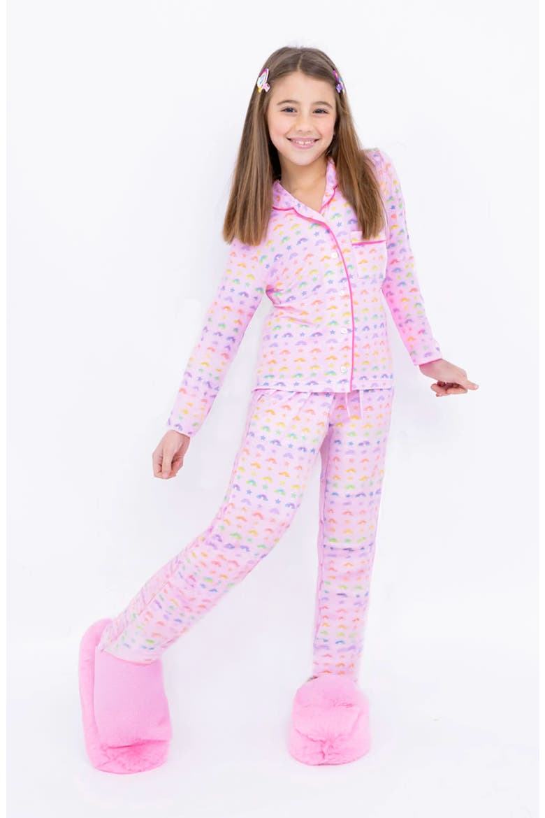 Printed Jersey Long Sleeve Pajama Pant Set, Main, color, Light Pink