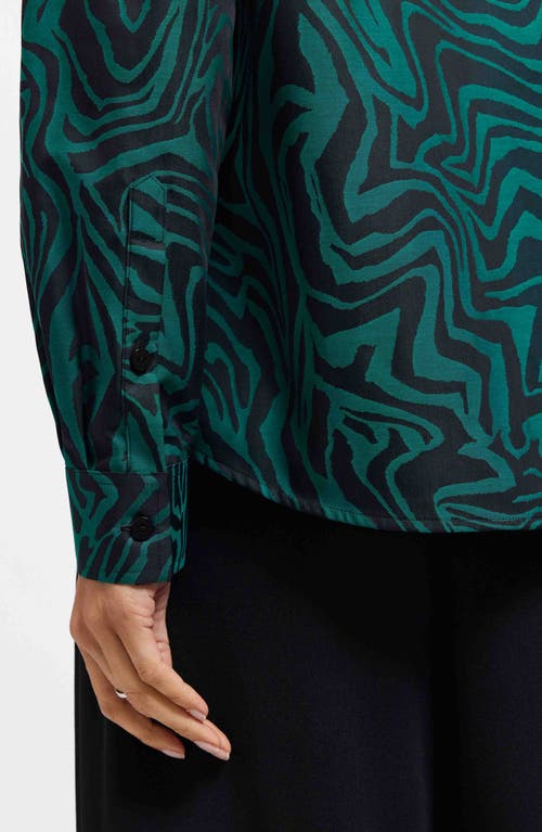 Foxcroft Hampton Print Button-up Shirt In Green