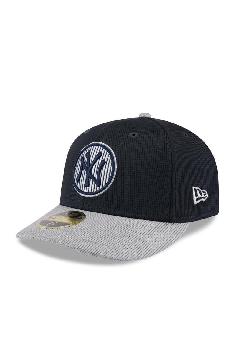 New Era Men's New Era Gray/Navy New York Yankees 2025 Batting Practice Low Profile 59FIFTY Fitted Hat, Main, color,