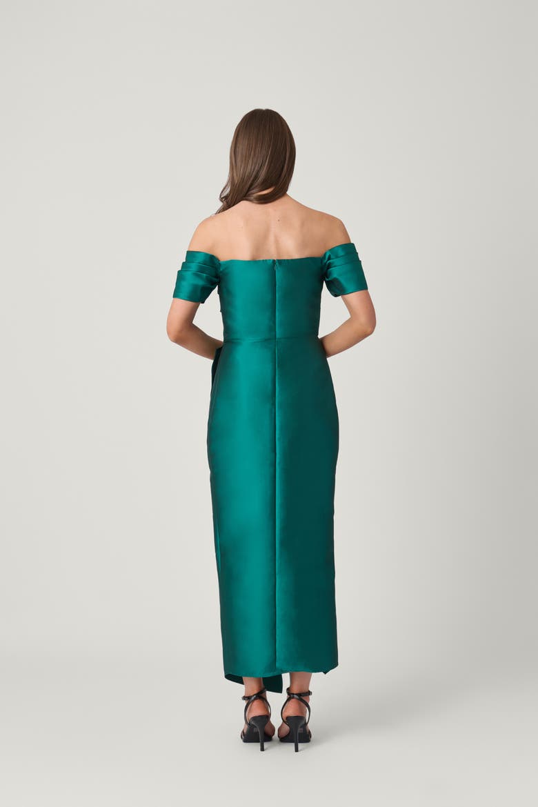 Satin Mikado Crowley Dress, Alternate, color, Emerald