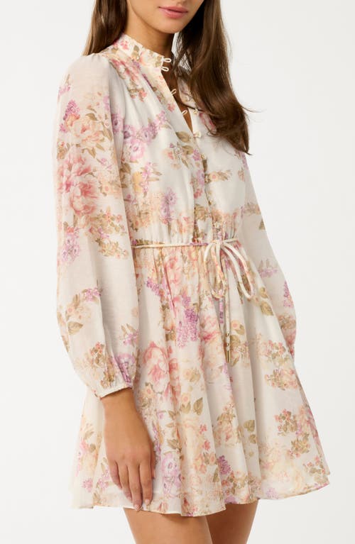 Ever New Rhys Fluted Long Sleeve Minidress In Multi