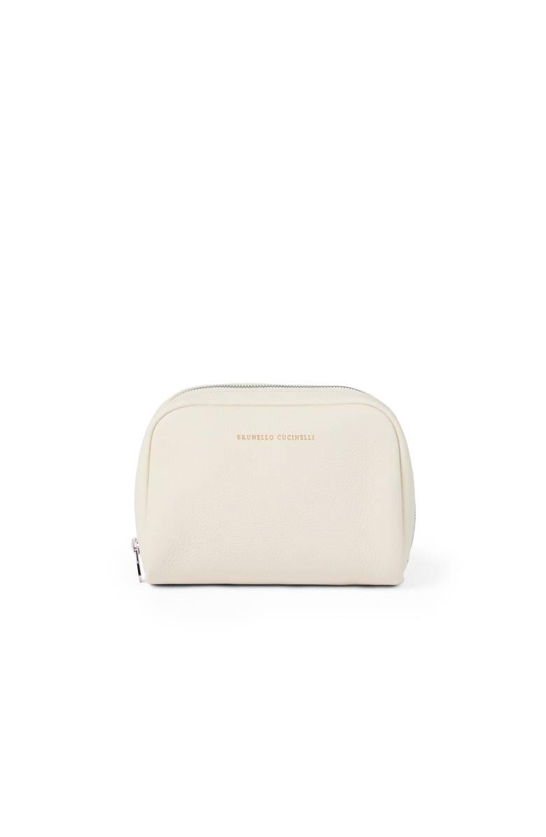 Brunello Cucinelli Calfskin beauty case, Main, color, Ivory