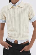MANGO Open Stitch Cotton Polo Sweater
