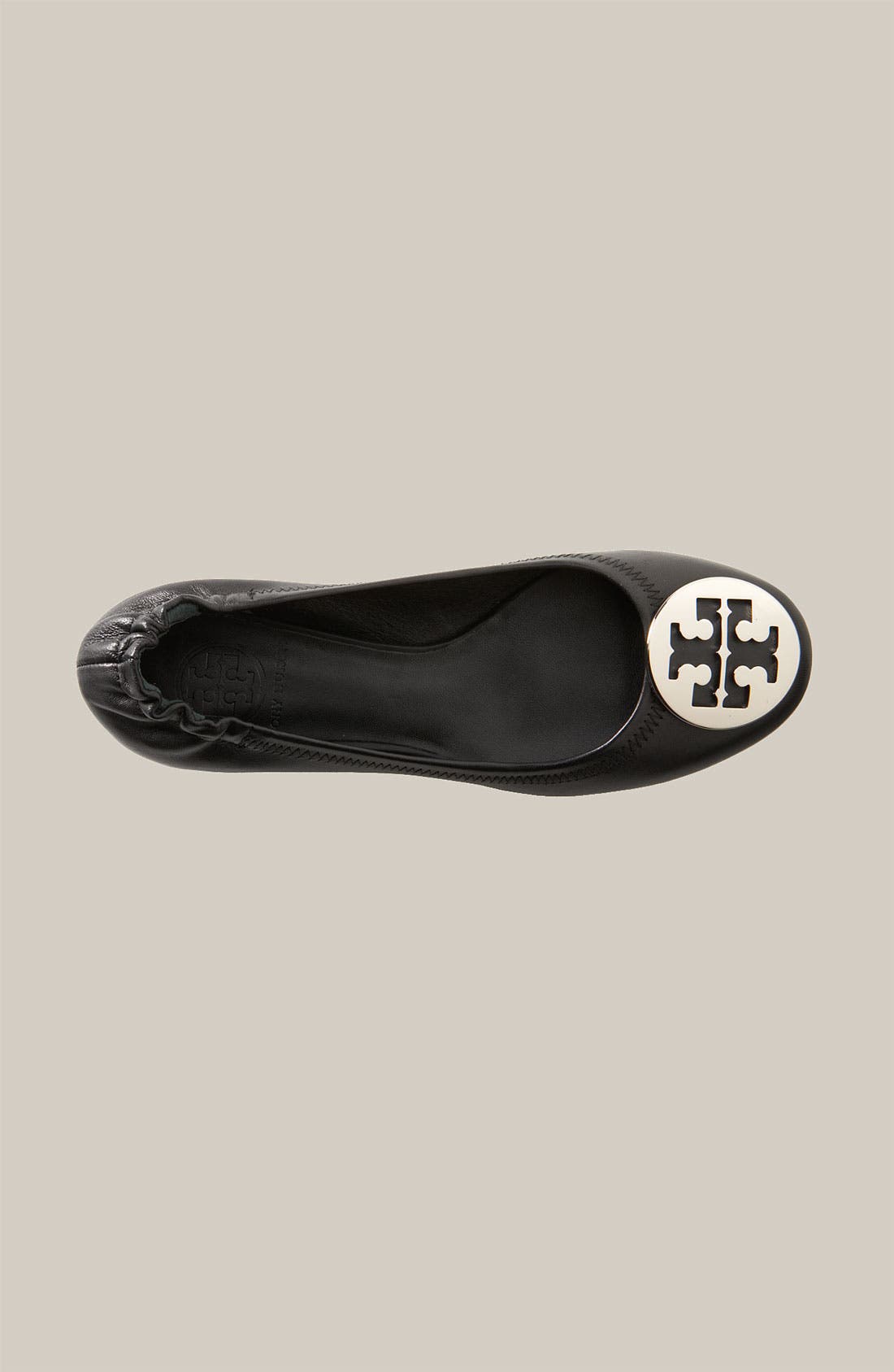'Reva' Ballerina Flat, Alternate, color, BLACK W / SILVER LOGO