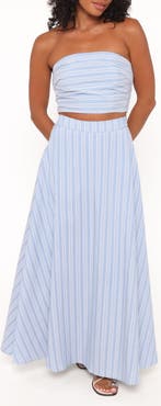Petal & Pup Serafina Stripe Strapless Top & Maxi Skirt Set