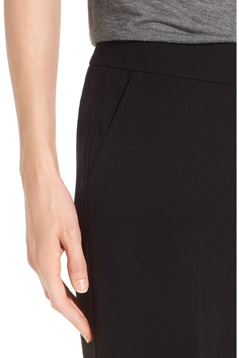 Flat Front Wide Leg Pants, Alternate, color, BLACK
