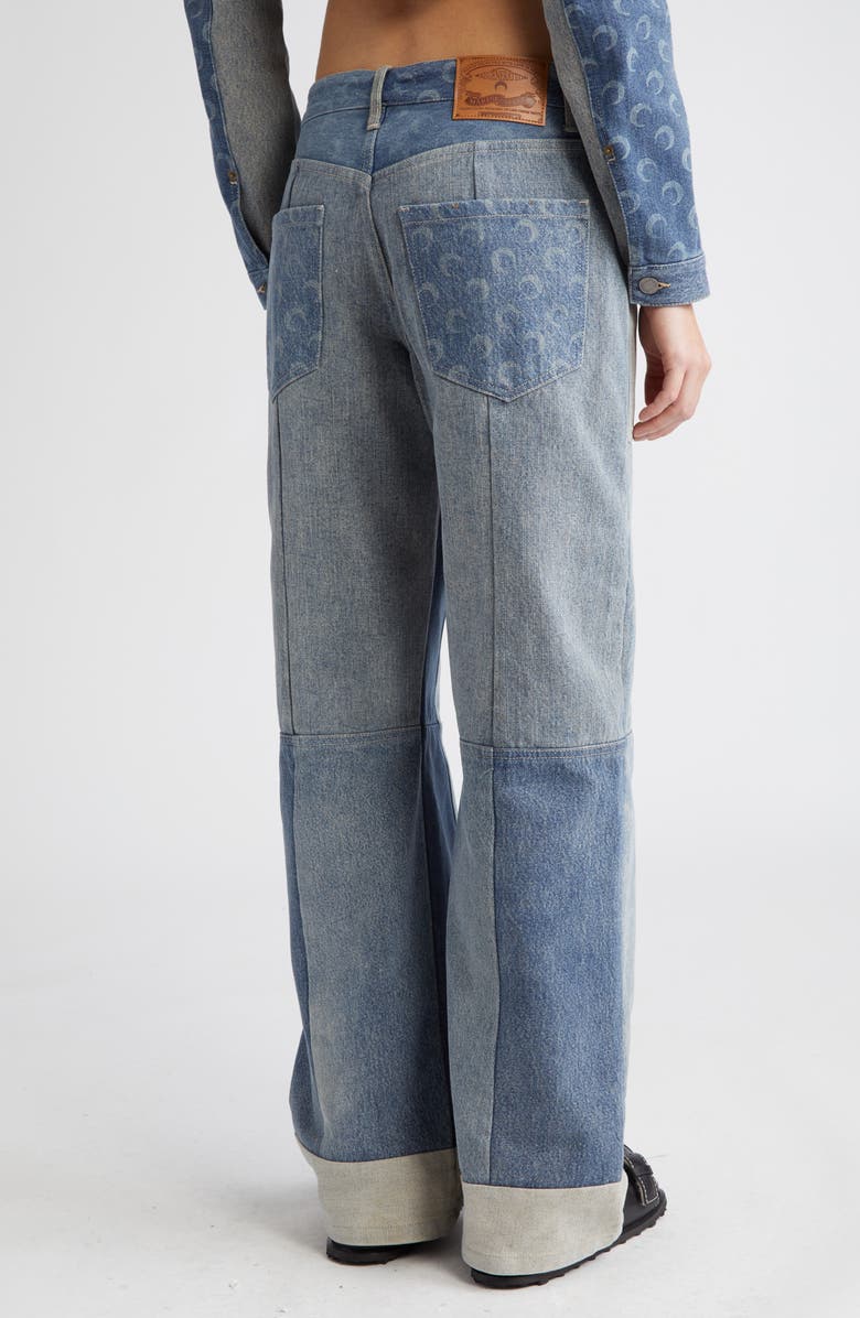 Marine Serre Moonogram Patchwork High Waist Nonstretch Straight Leg Jeans, Alternate, color, 