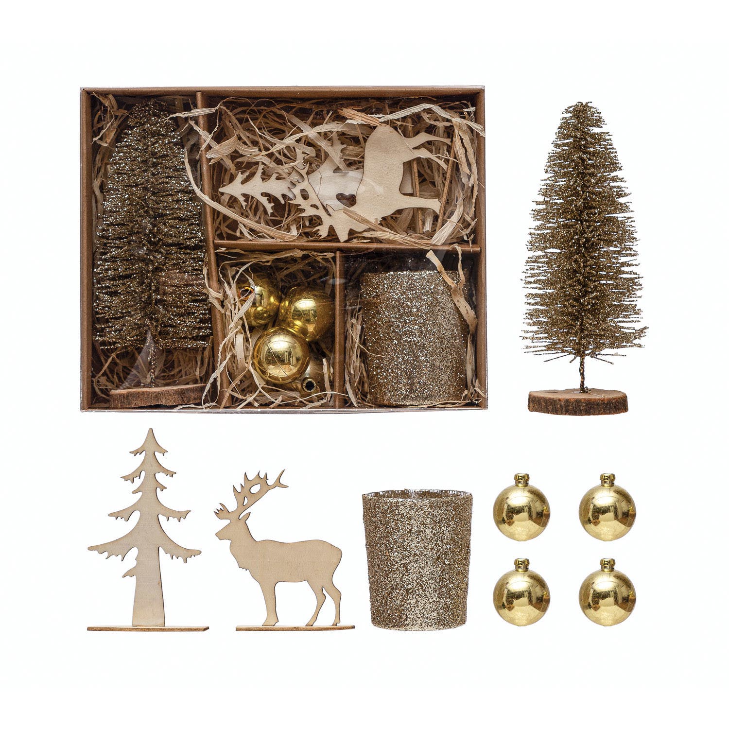 Olive Grove Candle Garden Kit with Bottle Brush Tree and Tealight ...