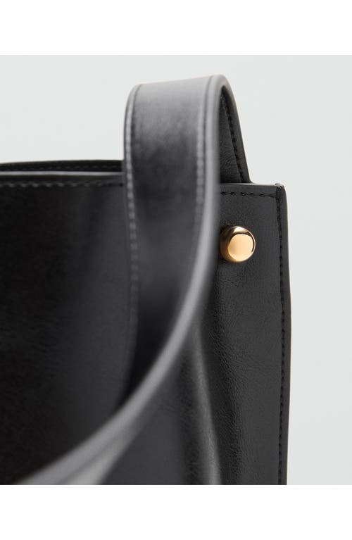 Mango Faux Leather Tote In Black