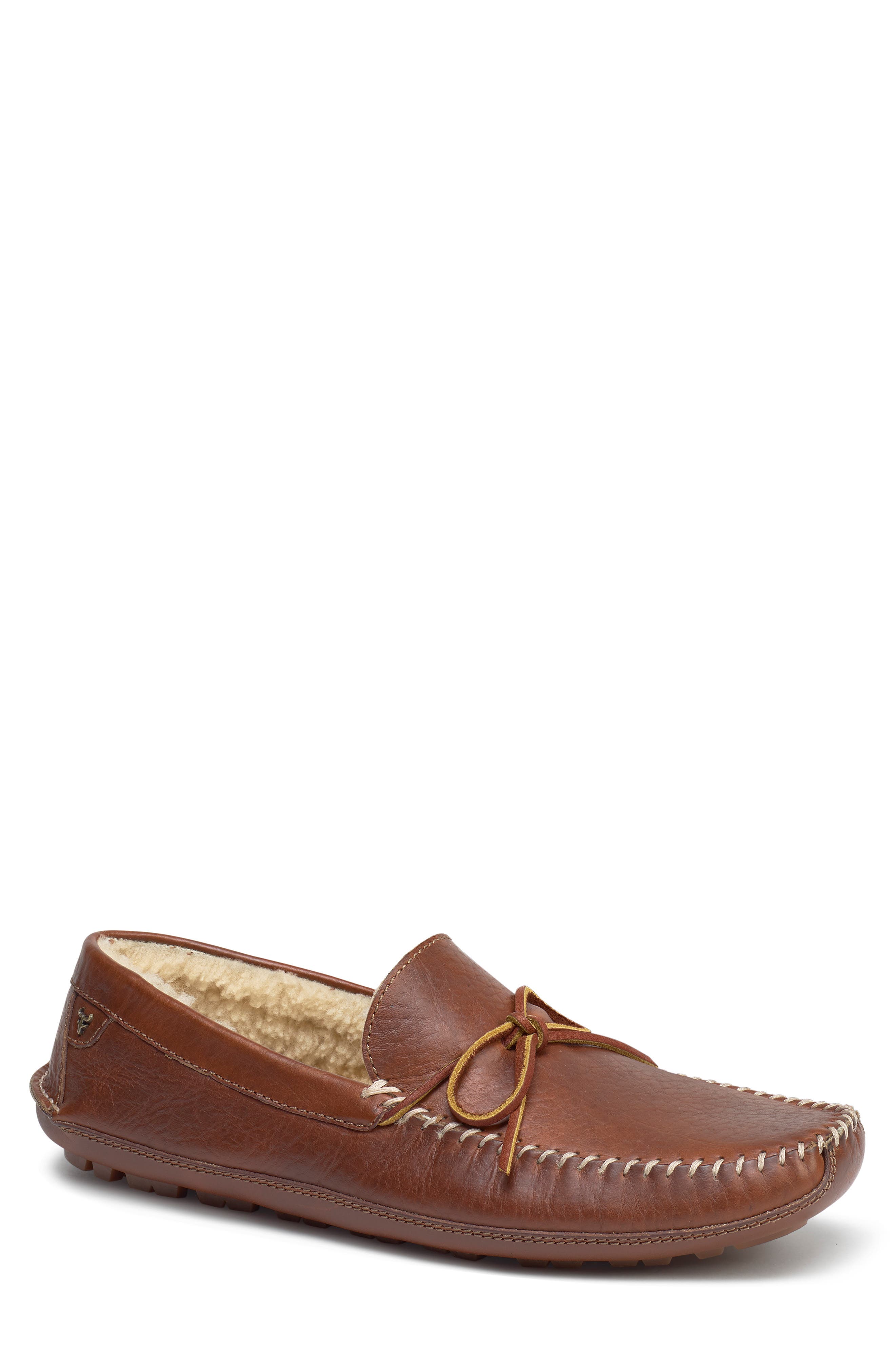 'Polson' Slipper, Main, color, TAN LEATHER/ SHEARLING