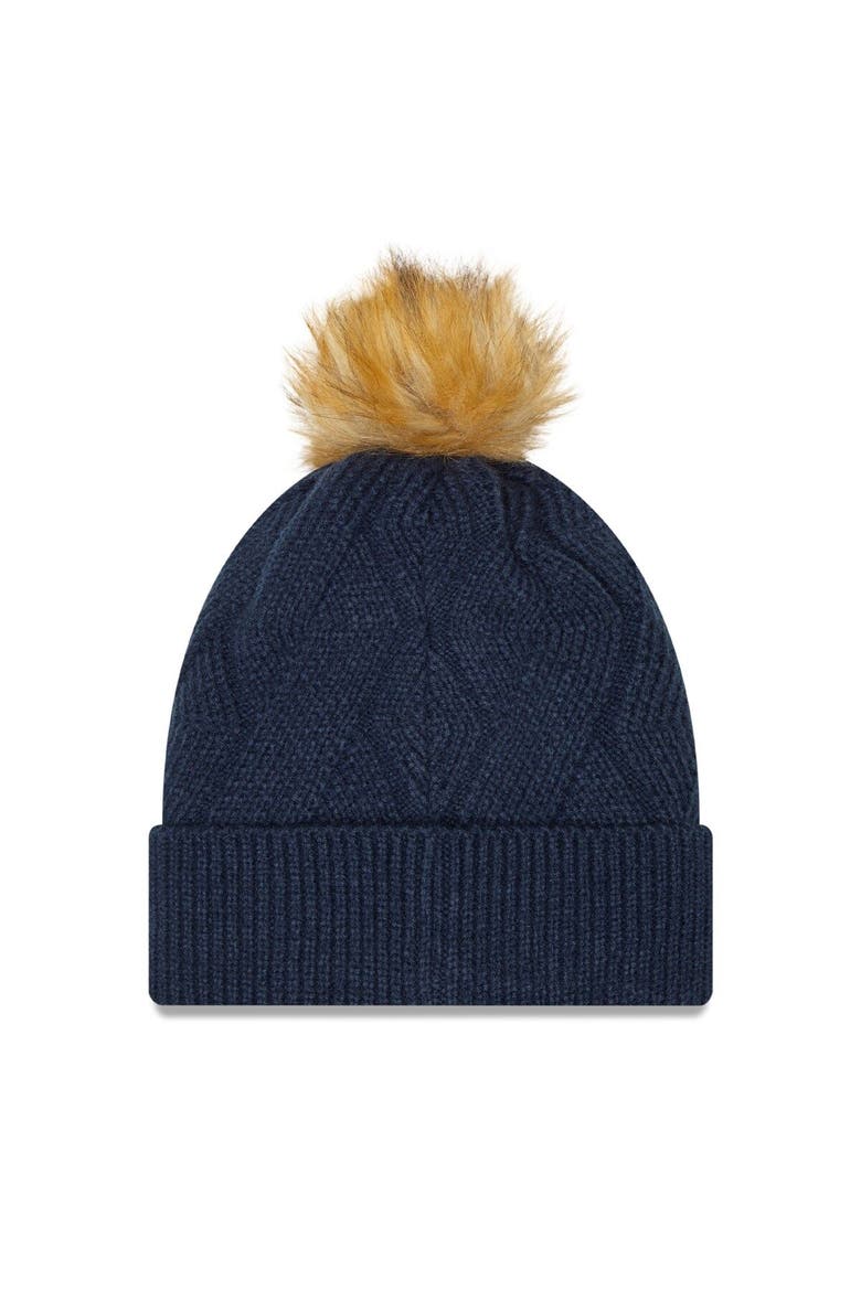 Women's New Era Navy Dallas Cowboys Snowy Cuffed Knit Hat with Pom, Alternate, color, Navy