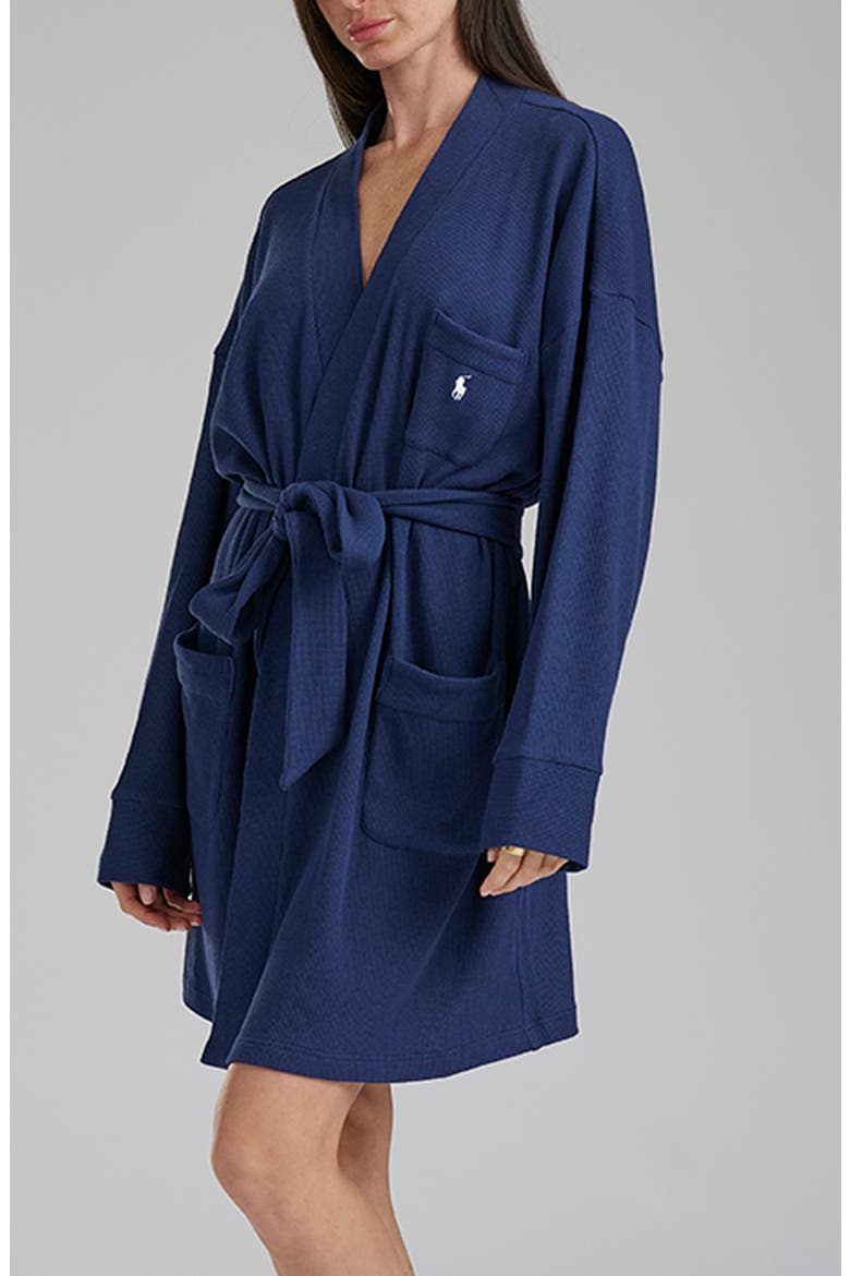 Waffle Knit Robe, Alternate, color, NAVY