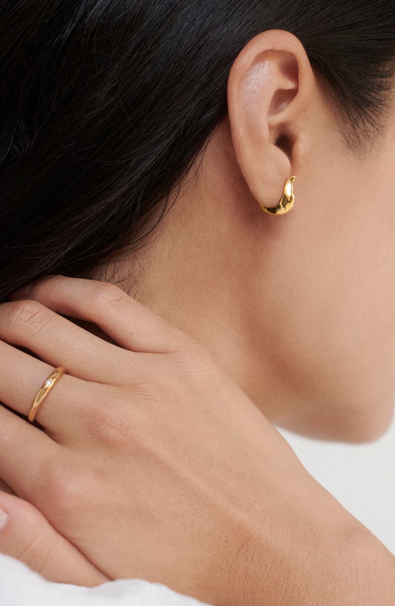 Monica Vinader Deia Lyre Huggie Earrings, Alternate, color, Yellow Gold