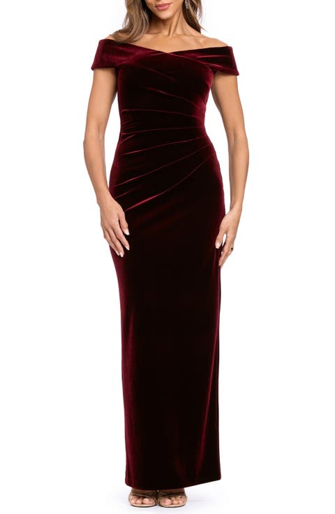 Off the Shoulder Velvet Gown