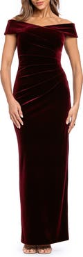 Xscape Evenings Off the Shoulder Velvet Gown