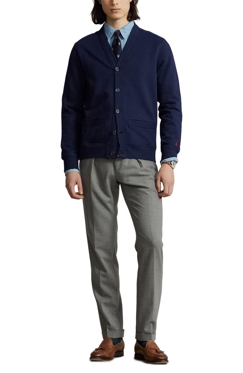 Polo Ralph Lauren Cotton Blend Sweatshirt Cardigan, Alternate, color, Cruise Navy