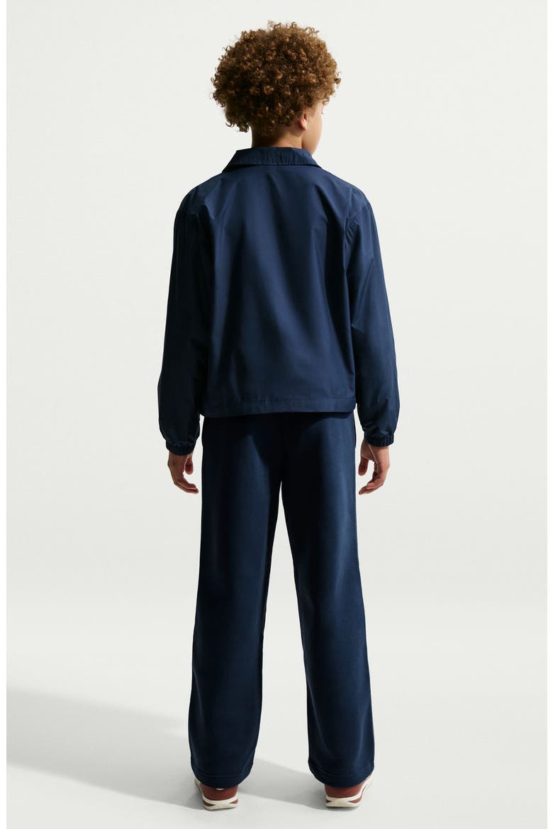 Kids' French Terry Wide Leg Pants, Alternate, color, 410 MIDNIGHT NAVY/WHITE