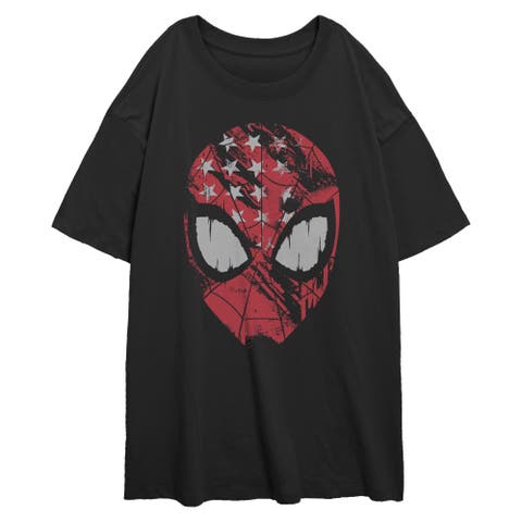 Junior's Marvel Spider-Man American Spidey Mask  Graphic T-Shirt