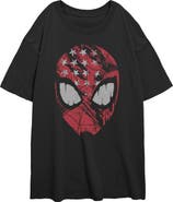 Marvel: Spider-Man Junior's Marvel Spider-Man American Spidey Mask  Graphic T-Shirt