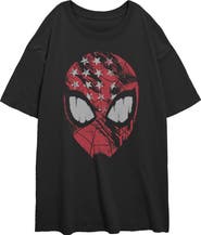 Marvel: Spider-Man Junior's Marvel Spider-Man American Spidey Mask  Graphic T-Shirt