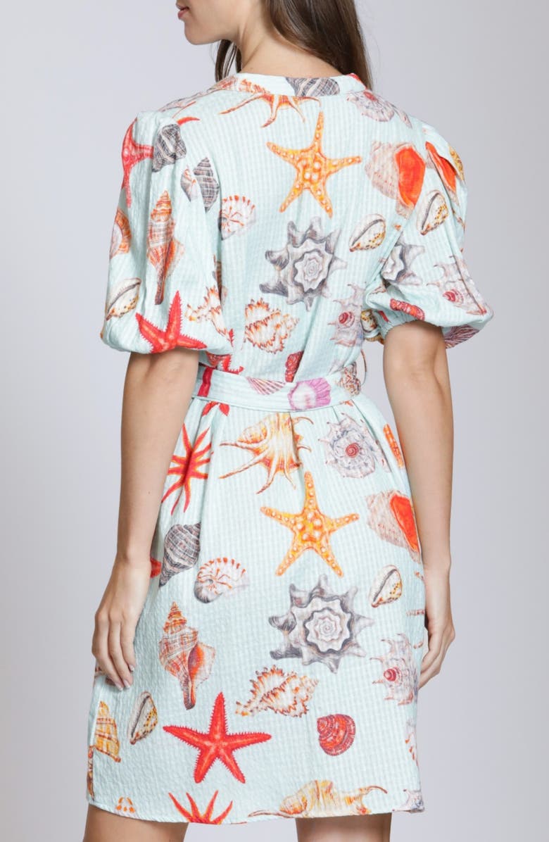 APNY Tie Waist Puff Sleeve Dress, Alternate, color, Aqua