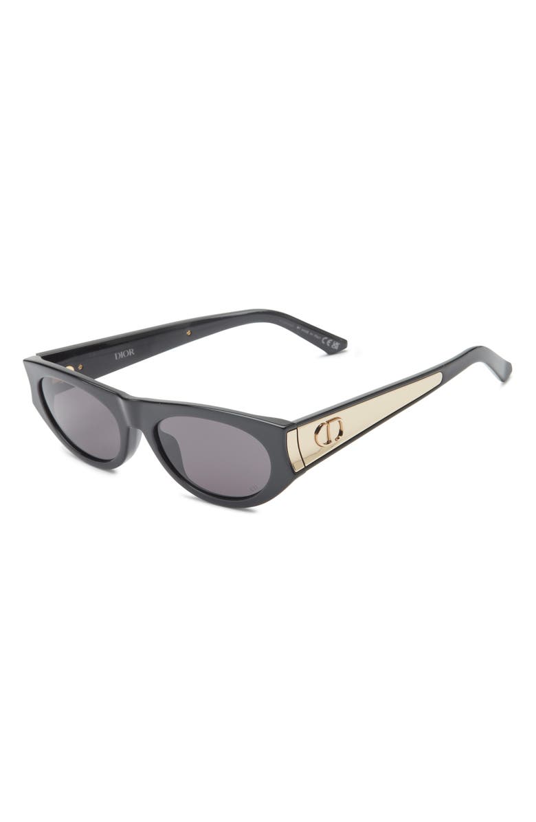 DIOR Glow B2I 53mm Oval Sunglasses, Alternate, color, Shiny Black / Smoke