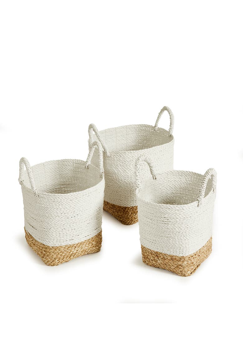 Madura Market Baskets Set of 3, Main, color, White