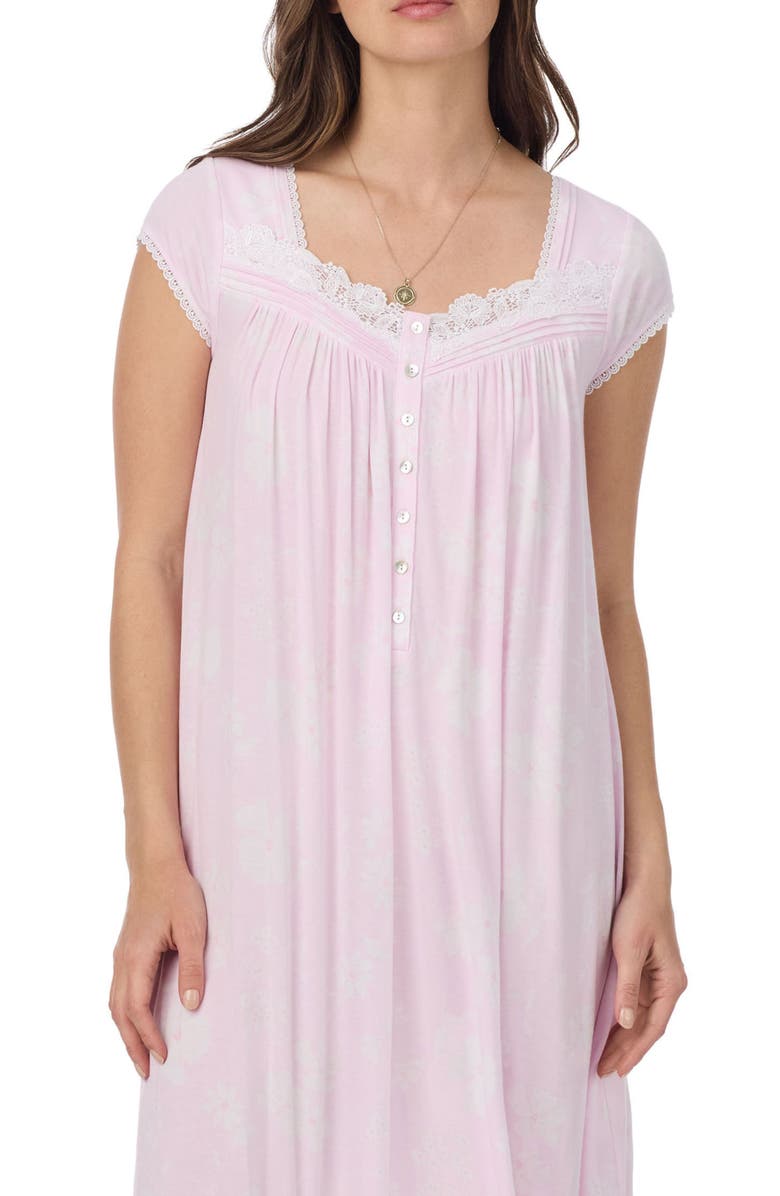 Eileen West Waltz Cap Sleeve Nightgown, Alternate, color, Pink/ Fl