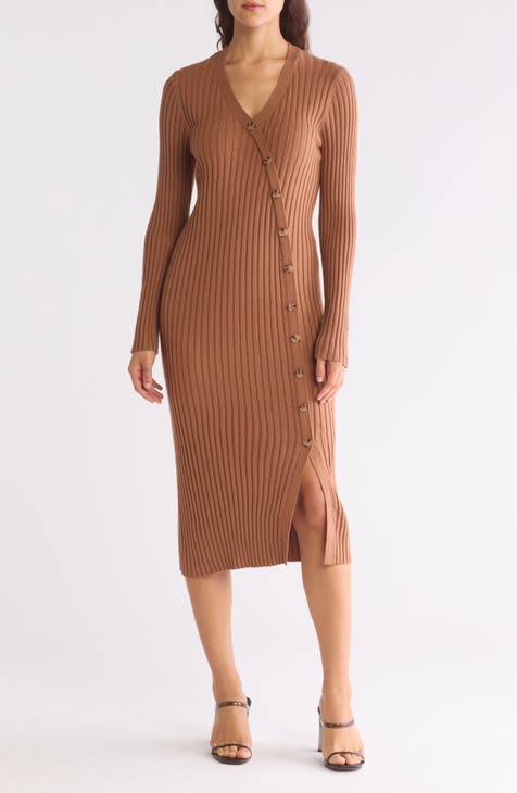 Harlan Estate Long Sleeve Ribbed Sweater Dress