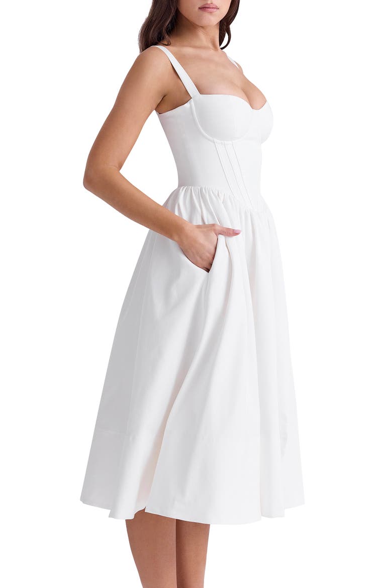Kelly Corset Midi Sundress, Alternate, color, WHITE