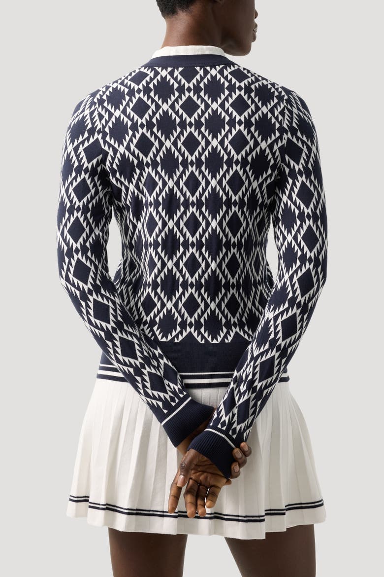 Amber Knit Jacket, Alternate, color, Navy blue/white