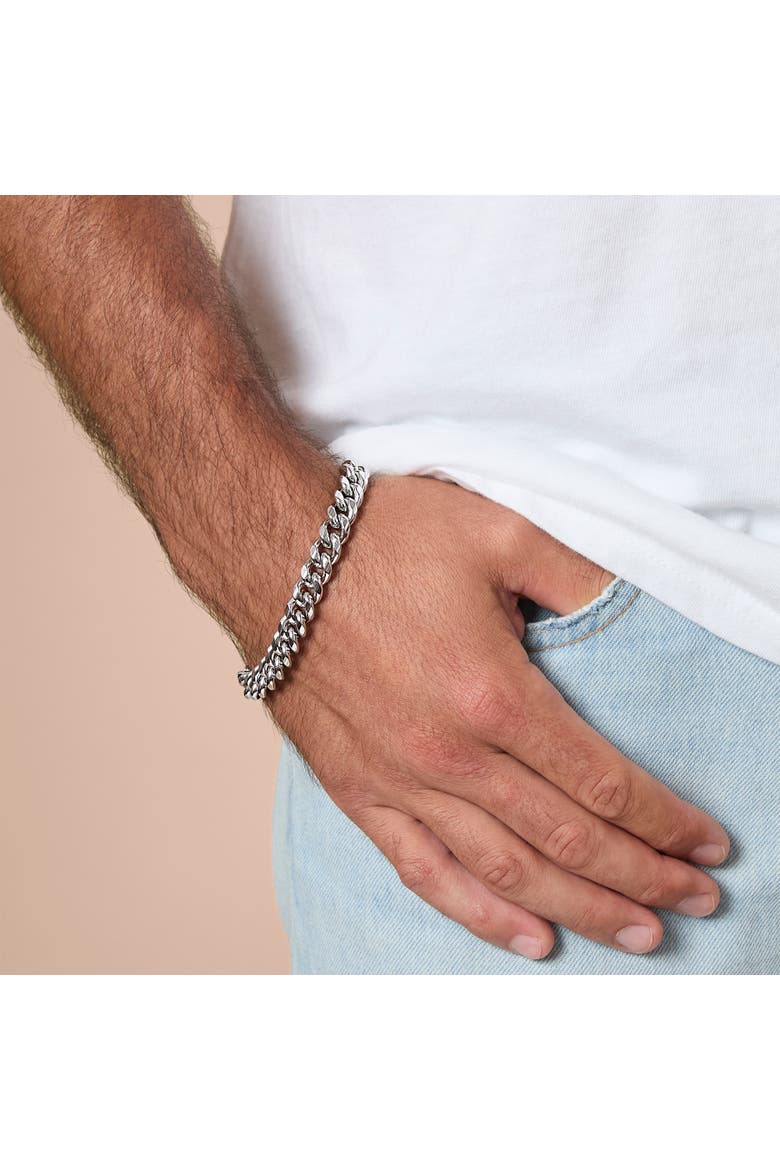 Silver-Tone Curb Chain Bracelet, Alternate, color, Silver