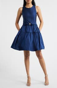 Eliza J Ruffle Skirt Sleeveless Cocktail Dress