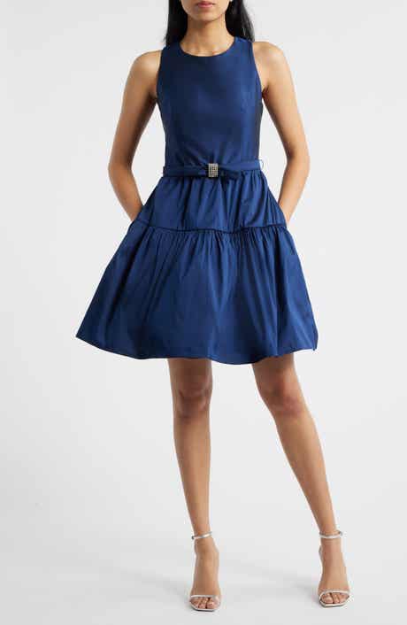 Eliza J Ruffle Skirt Sleeveless Cocktail Dress
