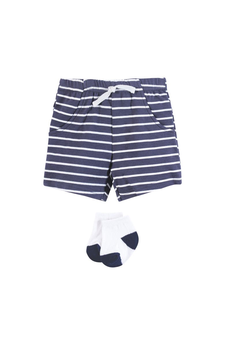 Hudson Baby Bodysuit, Short and Sock, Alternate, color, Handsome Shark