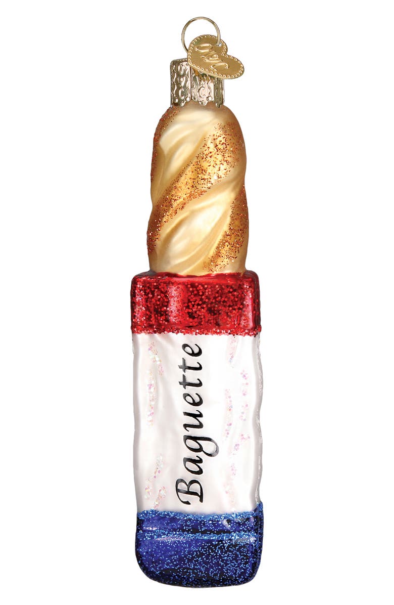 Old World Christmas Baguette Glass Ornament, Main, color, Beige/ Red/ White/ Blue