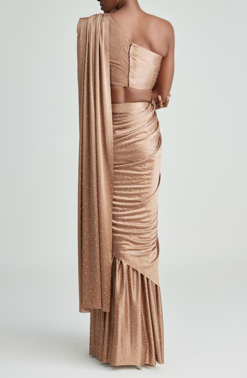 Holichic Remi Embellished Saree In Brown